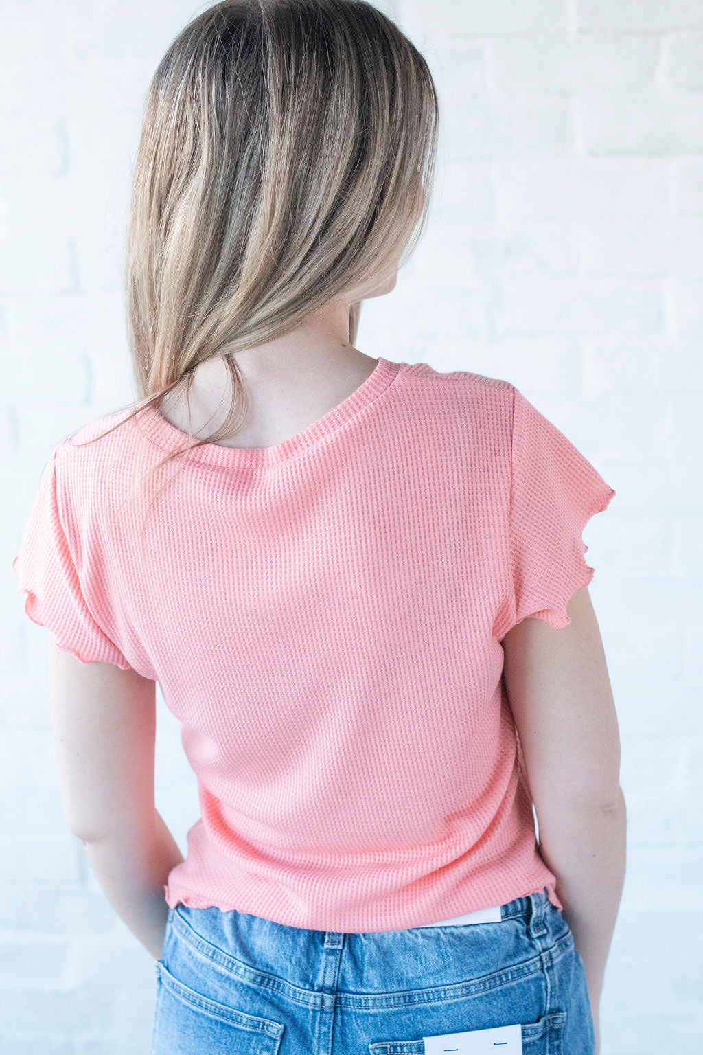 Melon Scalloped Basic Tee