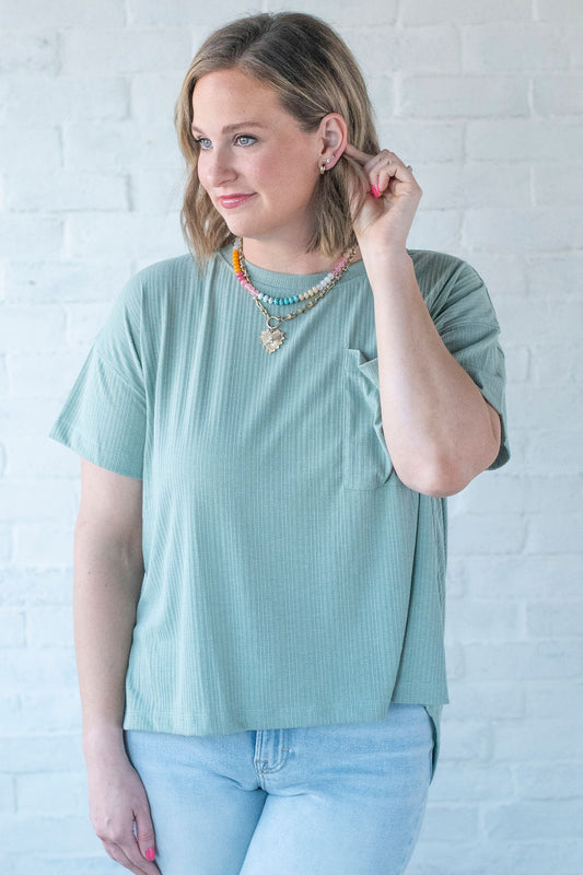Sage High Low Pocket Tee