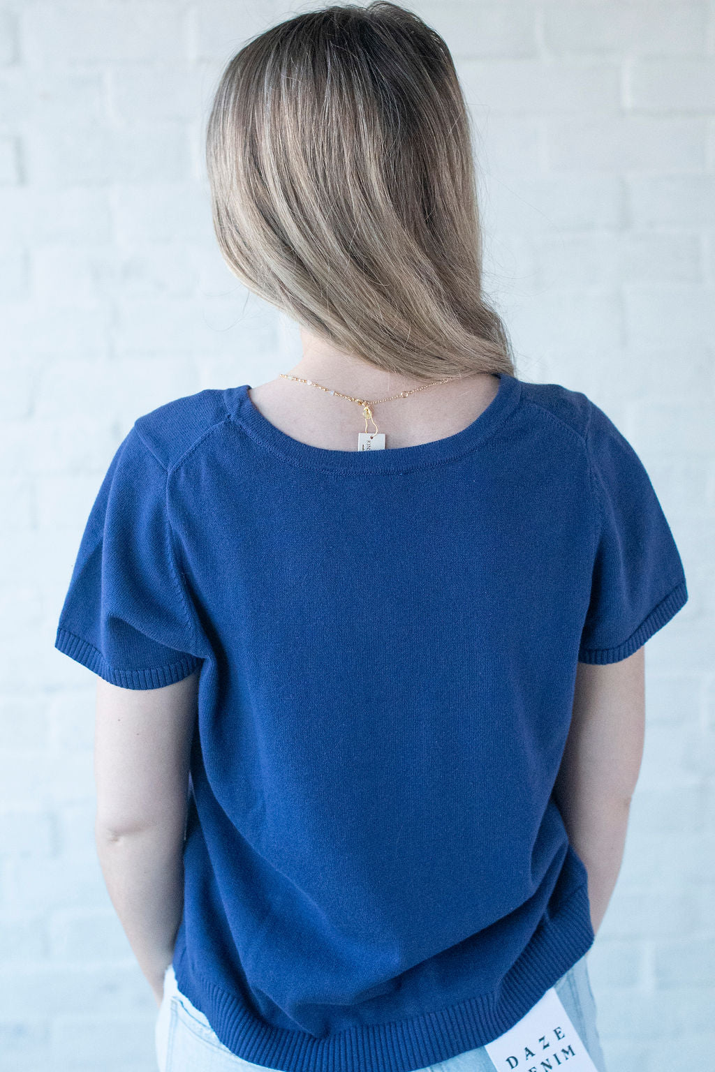 Navy Button Up SS Sweater