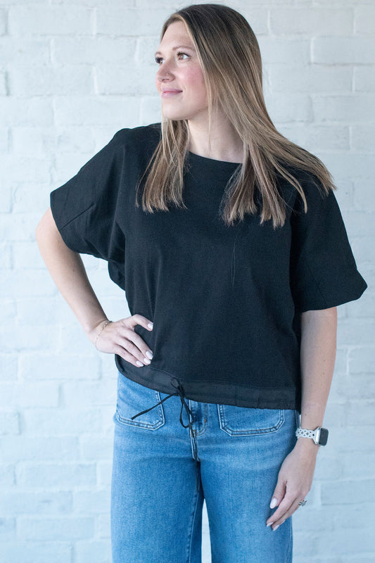 Black Drawstring Top