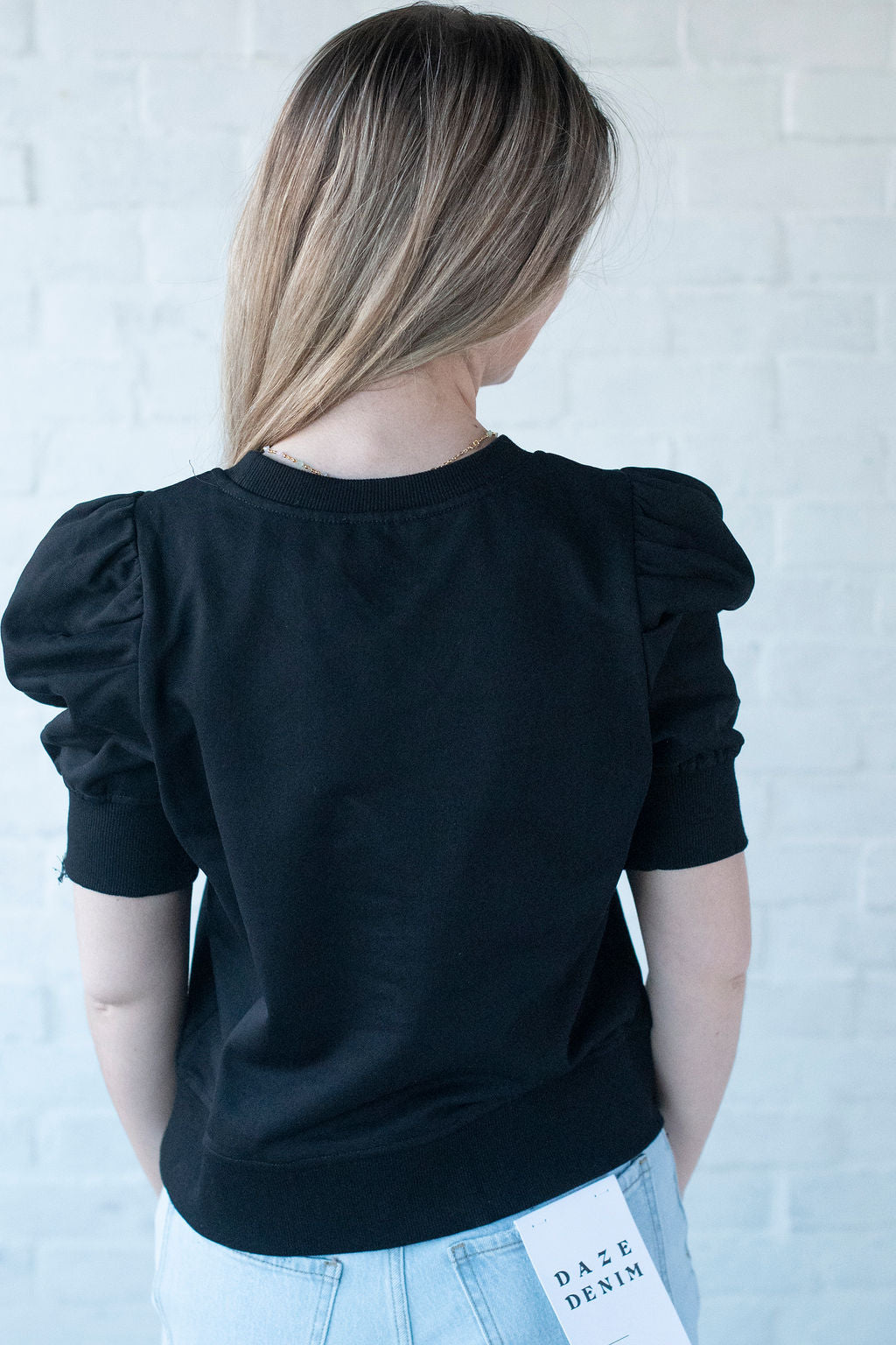 Black Elbow Sleeve Sweater Top