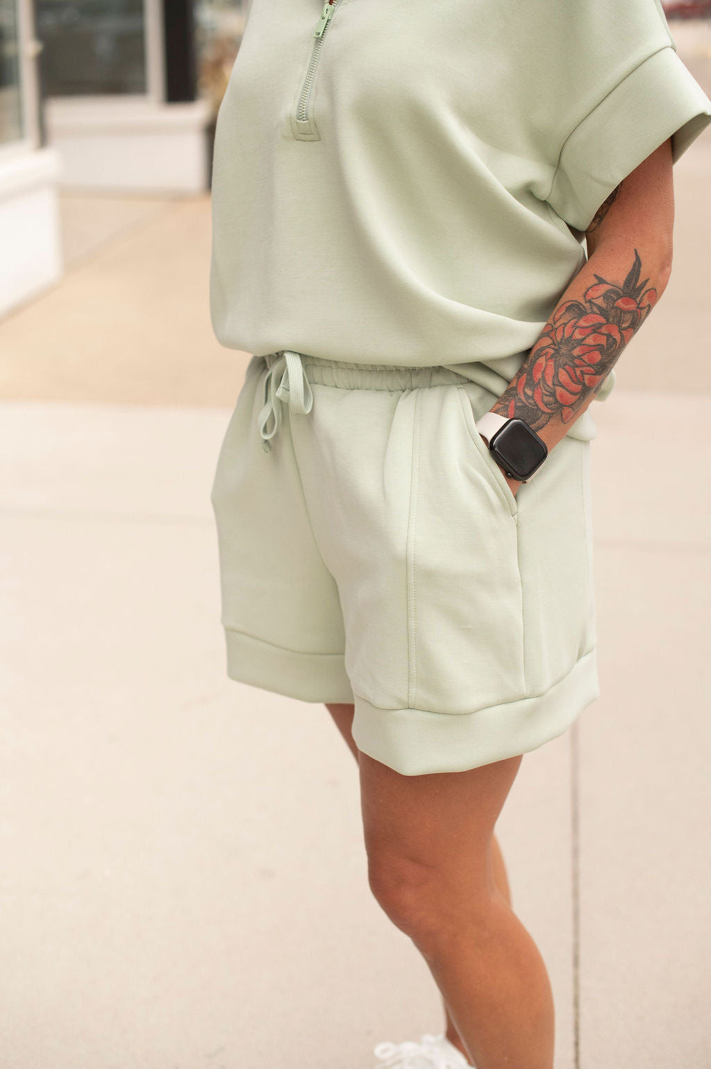 Pistachio Cream Scuba Shorts