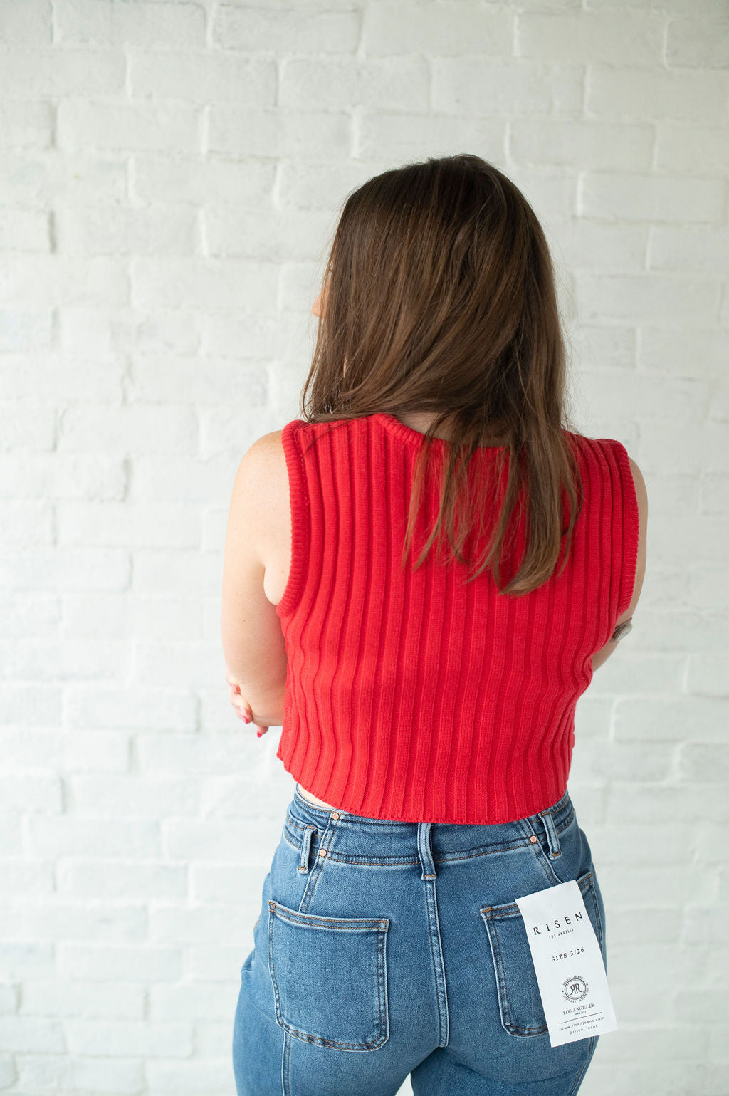 Red Scarf Hem Tank