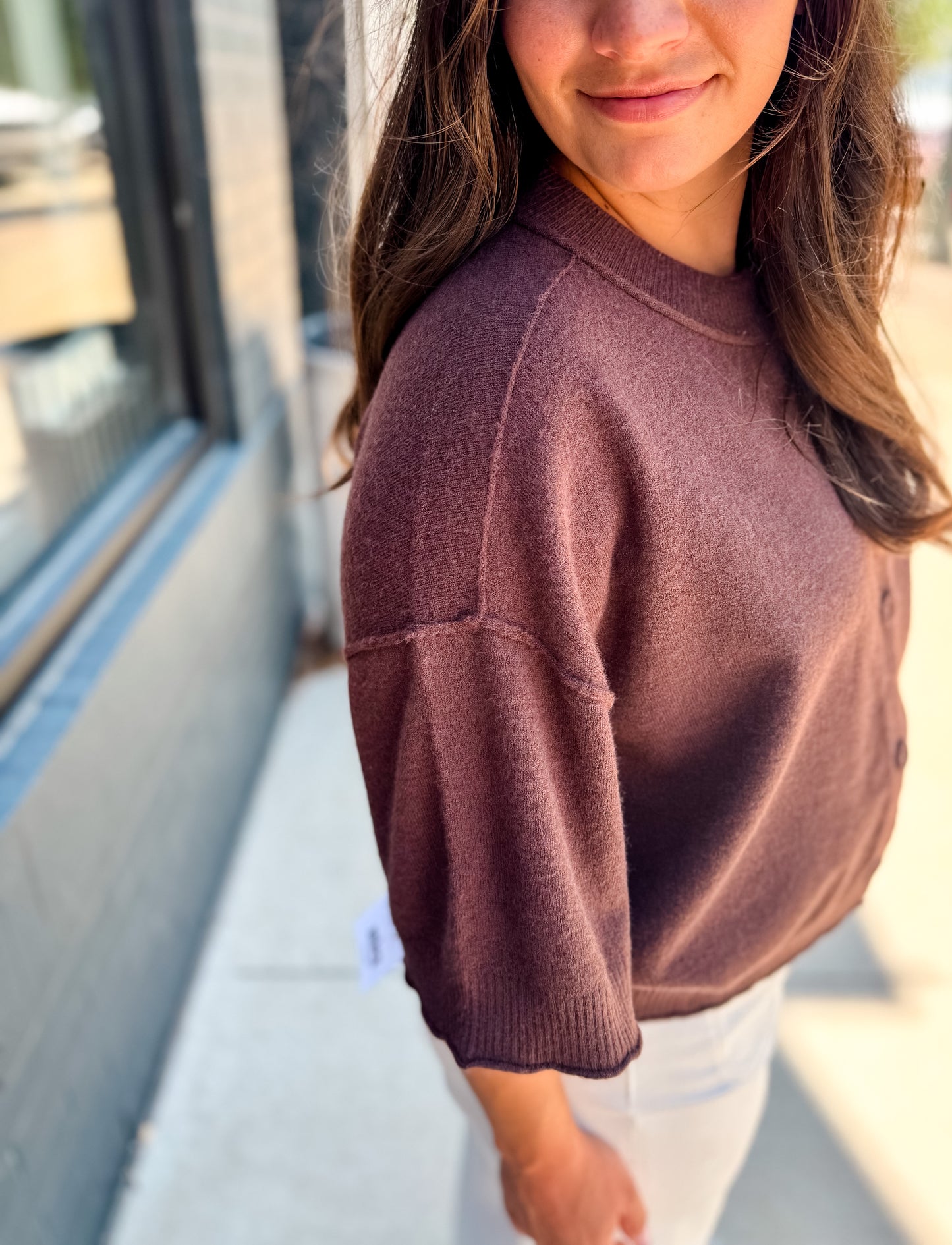 Dark Chocolate Button SS Sweater