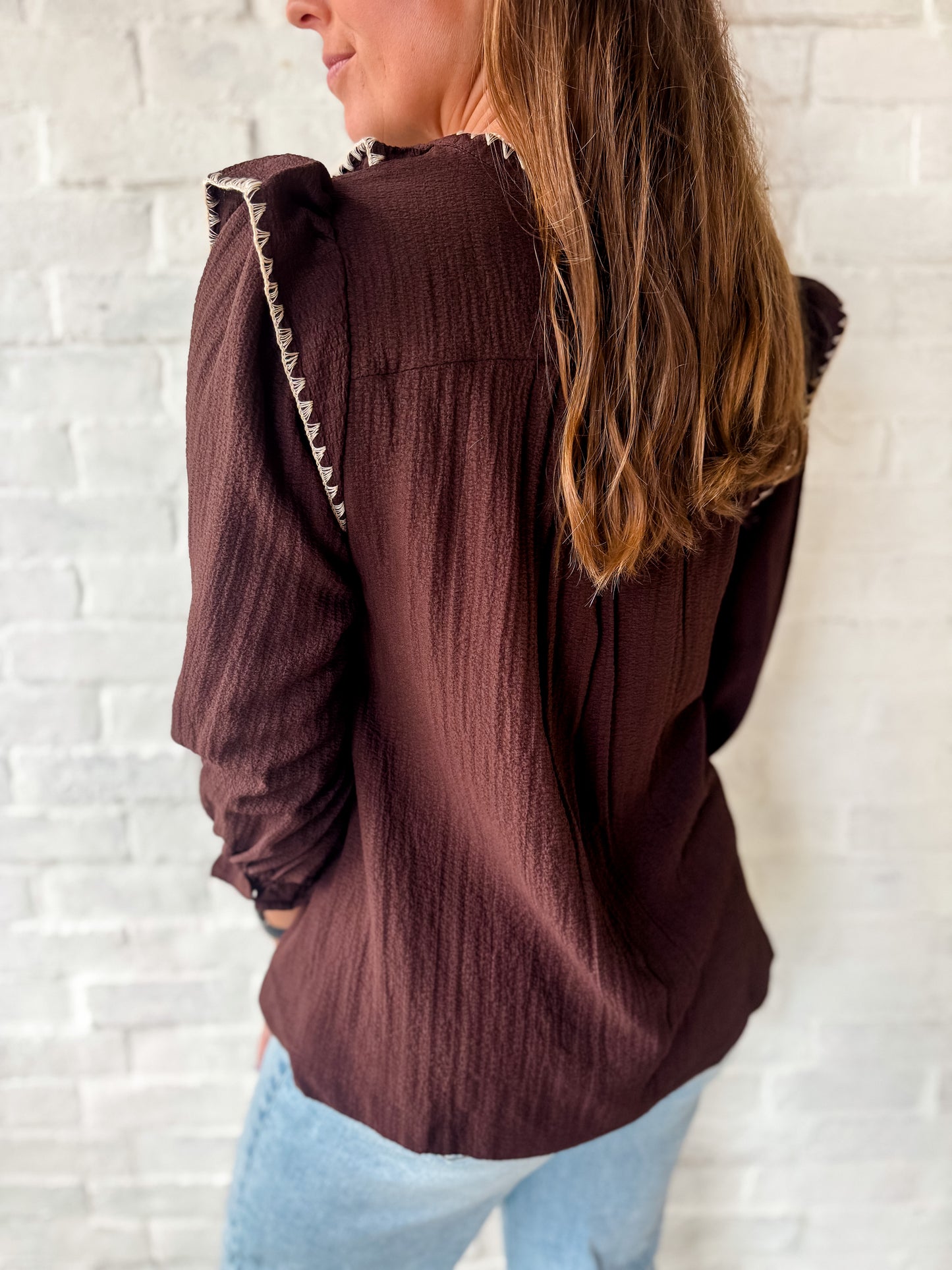 Chocolate Stitched Blouse