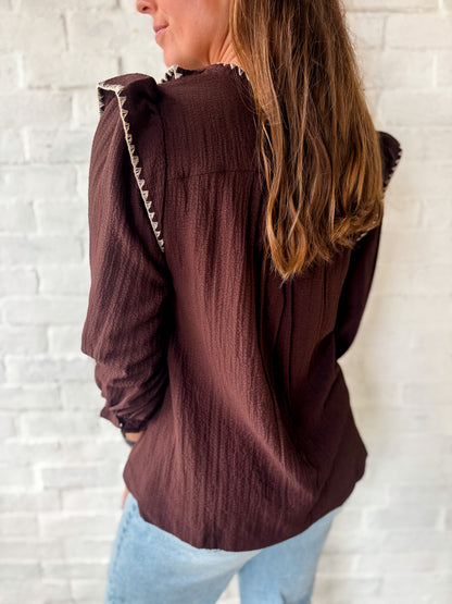 Chocolate Stitched Blouse