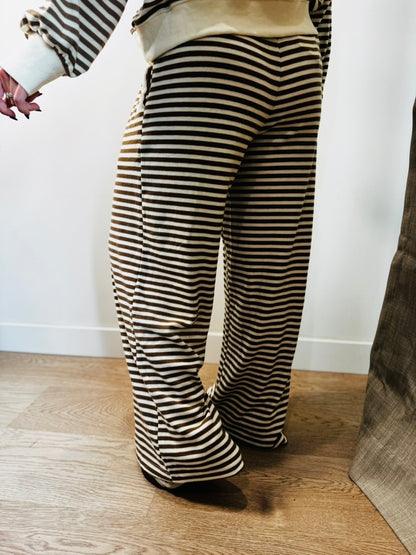 Cream + Taupe Stripe Lounge Pants