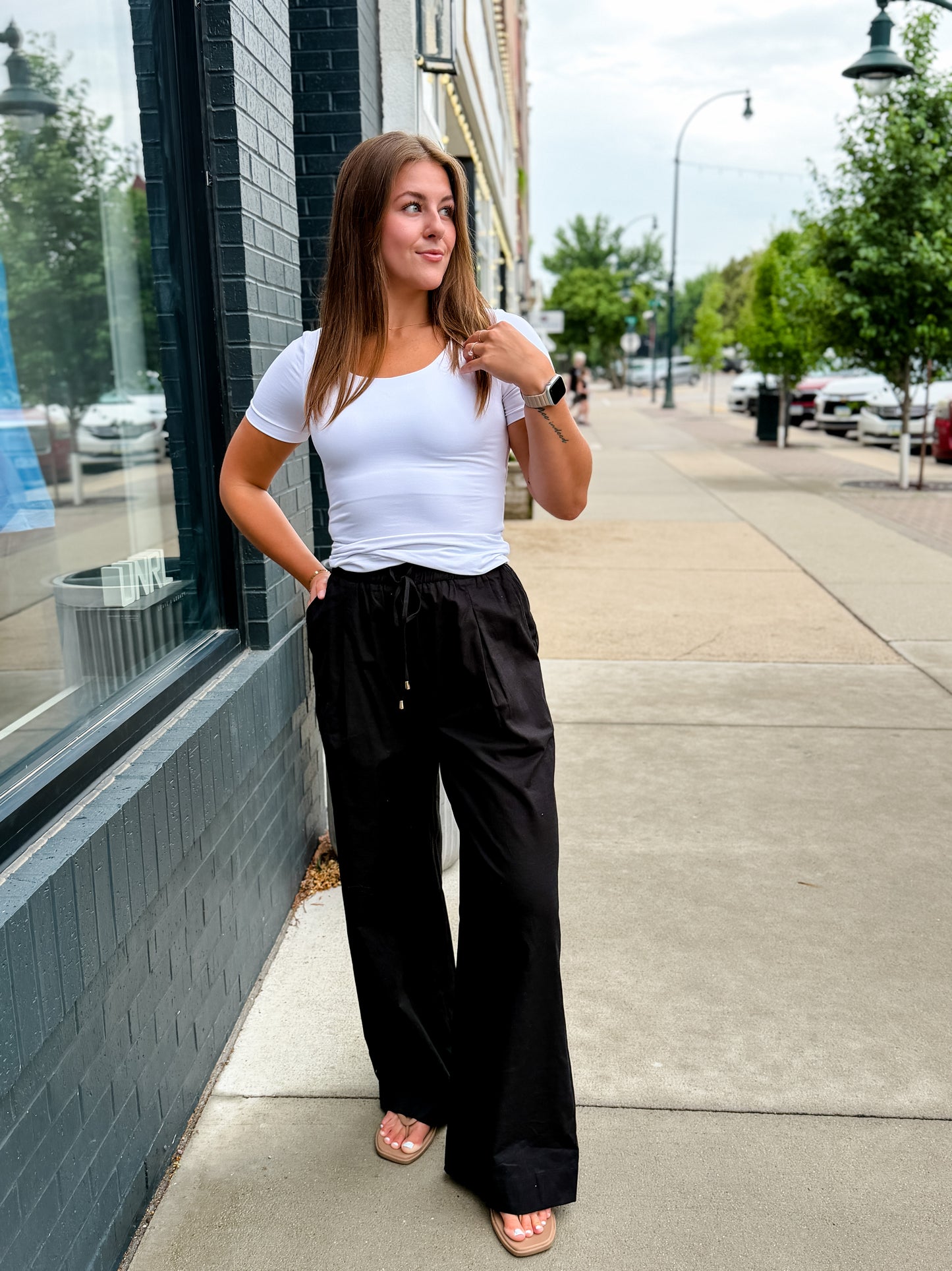 Black Wide Leg Elastic Pants