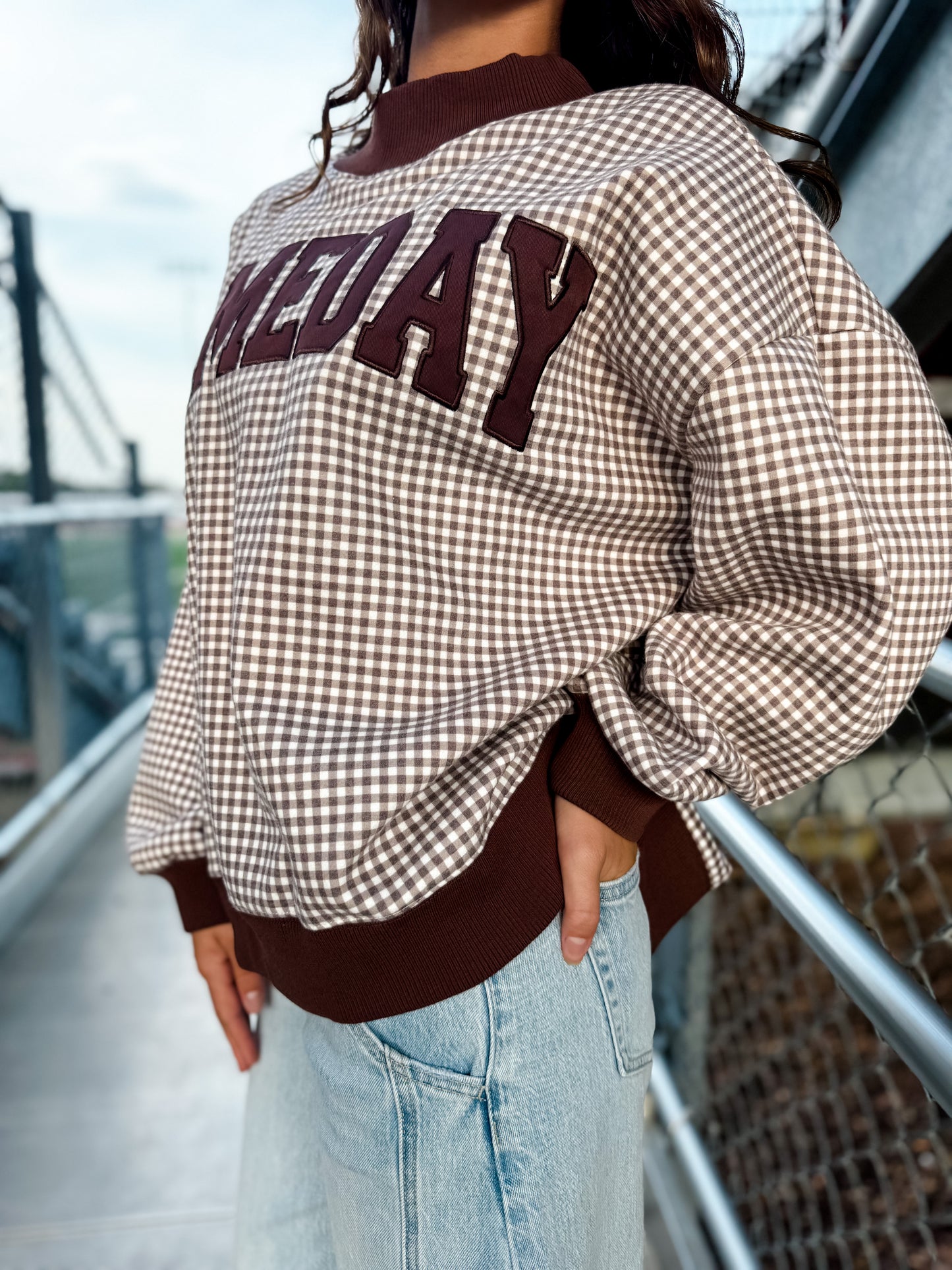 GAMEDAY Gingham Mockneck
