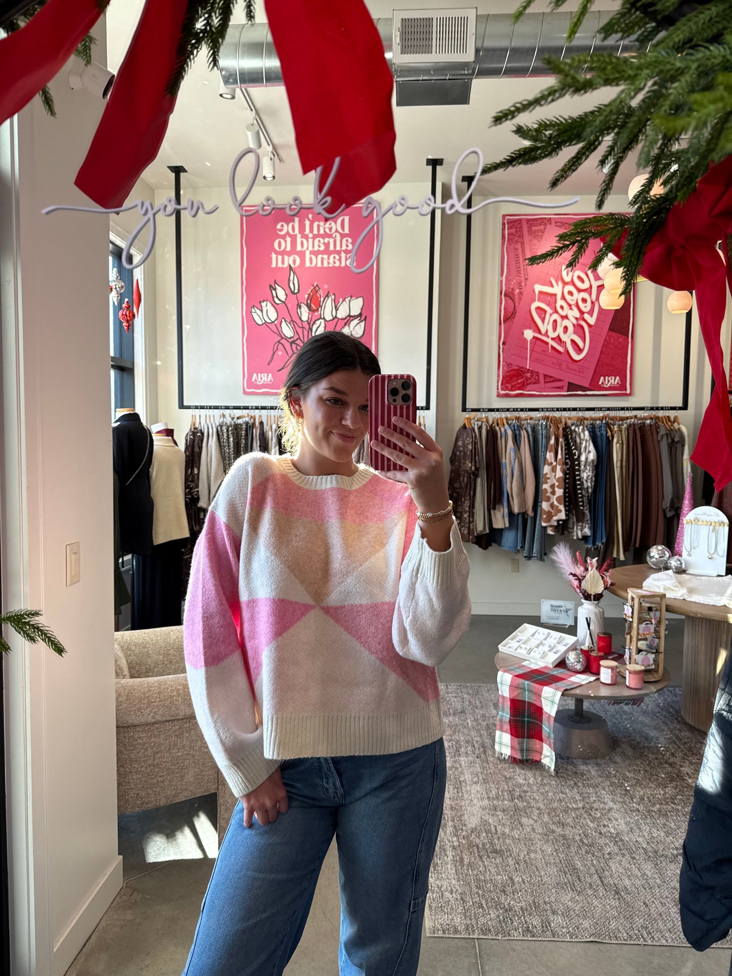 Pink + Mocha Sweater