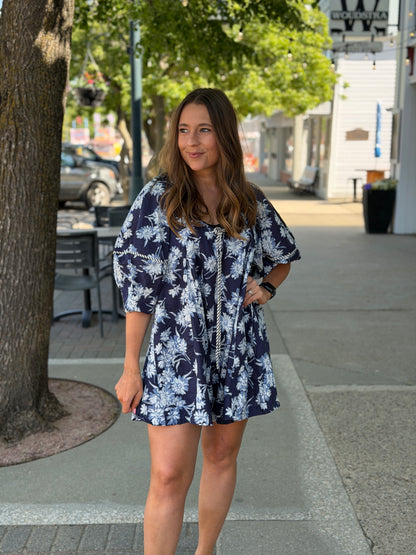 Navy Floral Oversized Romper