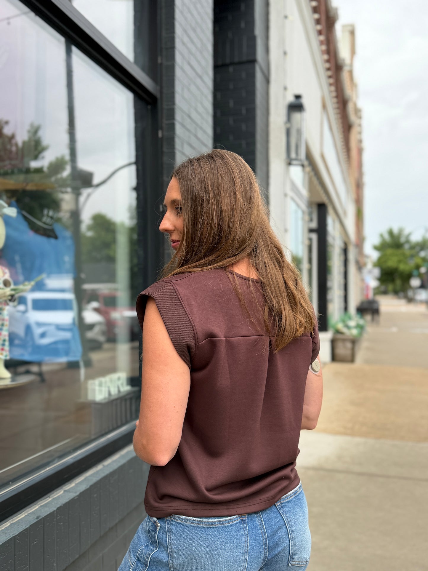Brown Cap Sleeve Buttery Soft Top