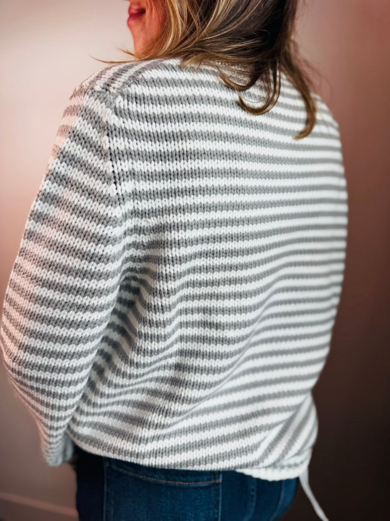 Gray + White Stipe Sweater