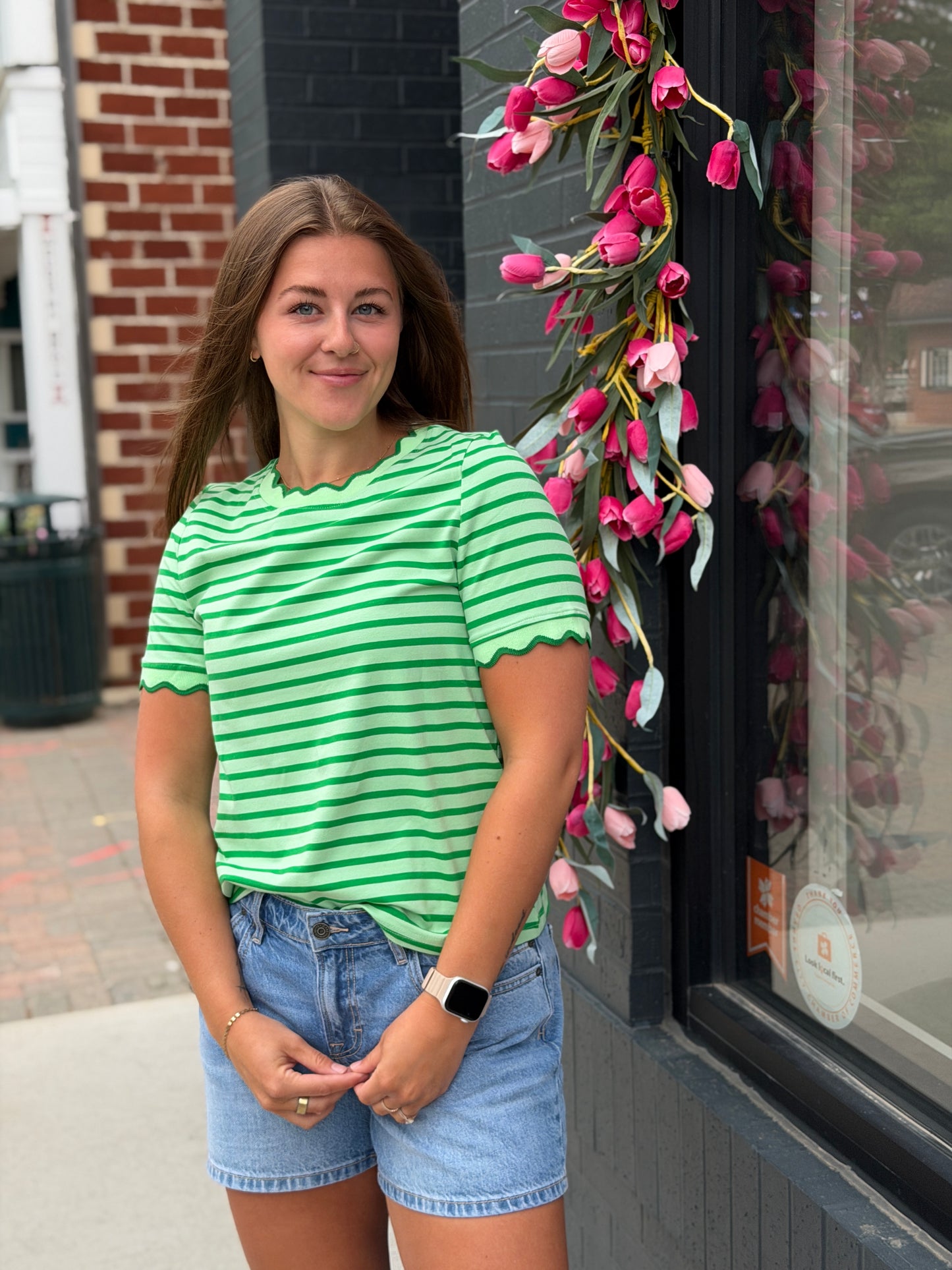 Green Two Toned Stripe Tee
