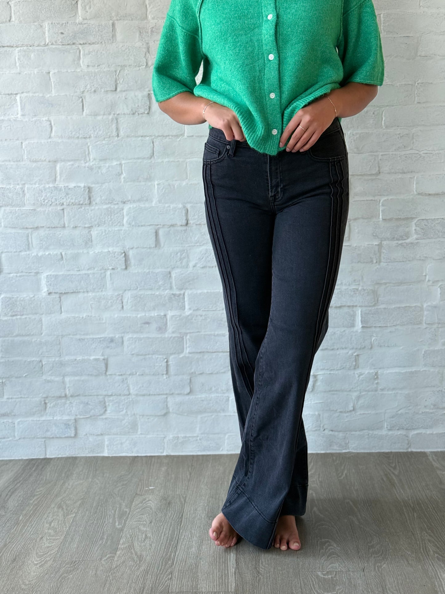 Hidden Charcoal Mid Rise Flare Jeans