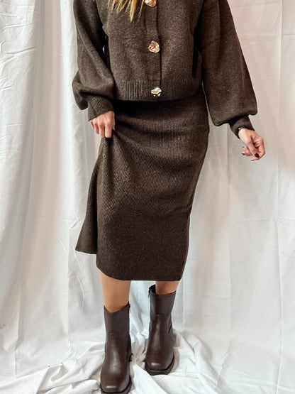Brown Sweater Pencil Skirt