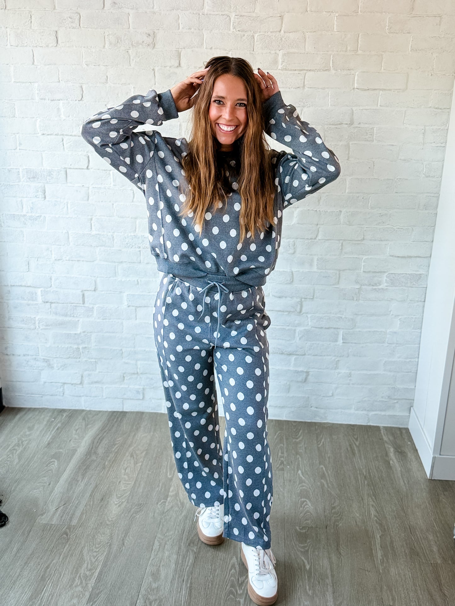 Gray Polka Dot Crewneck