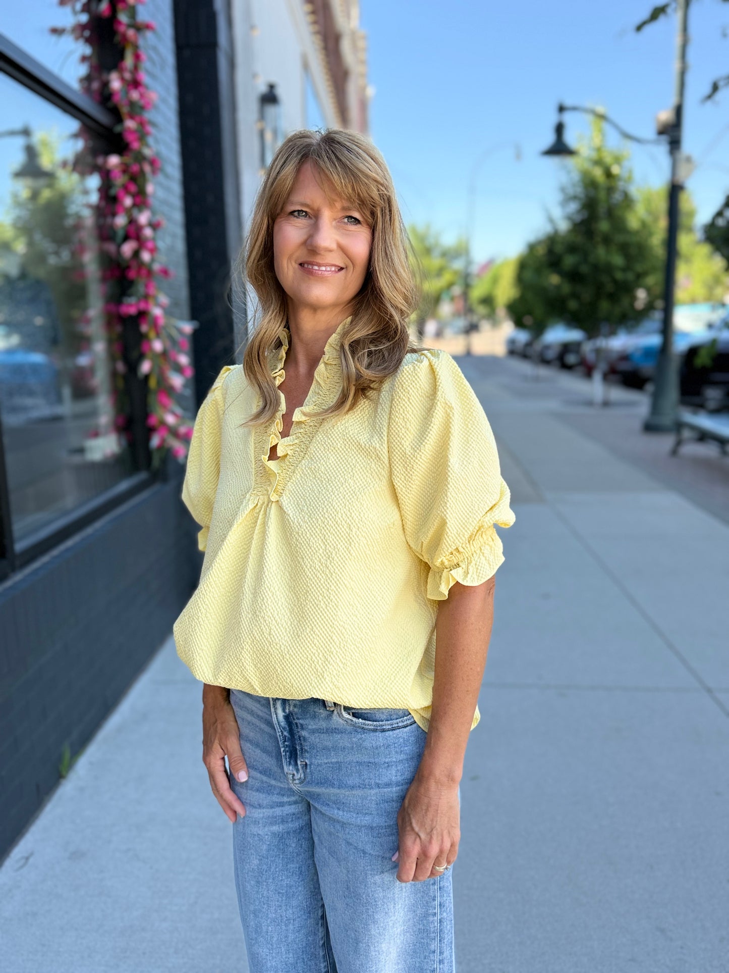 Lemon Textured Blouse