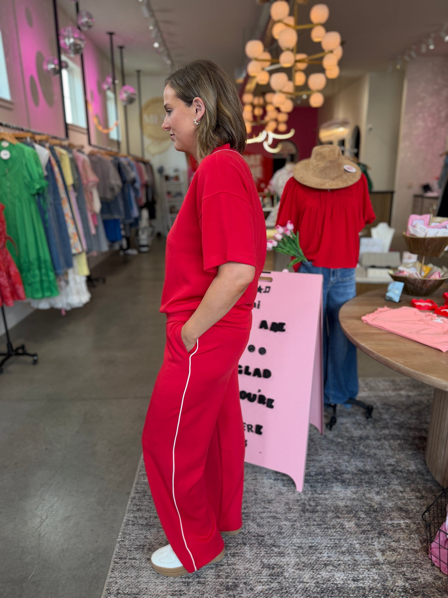Red Piping Scuba Pants