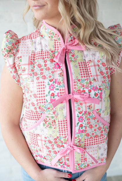 Patchwork Floral Printed Vest