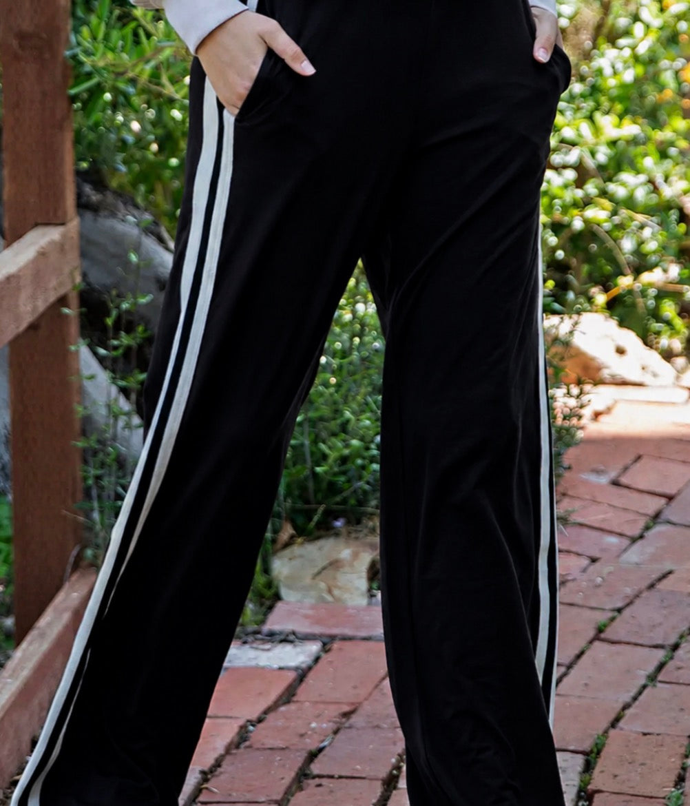 Black Stripe Side Track Pants