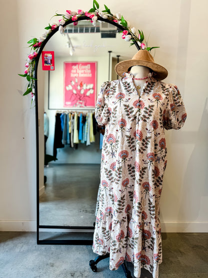 Cream Floral Maxi Dress