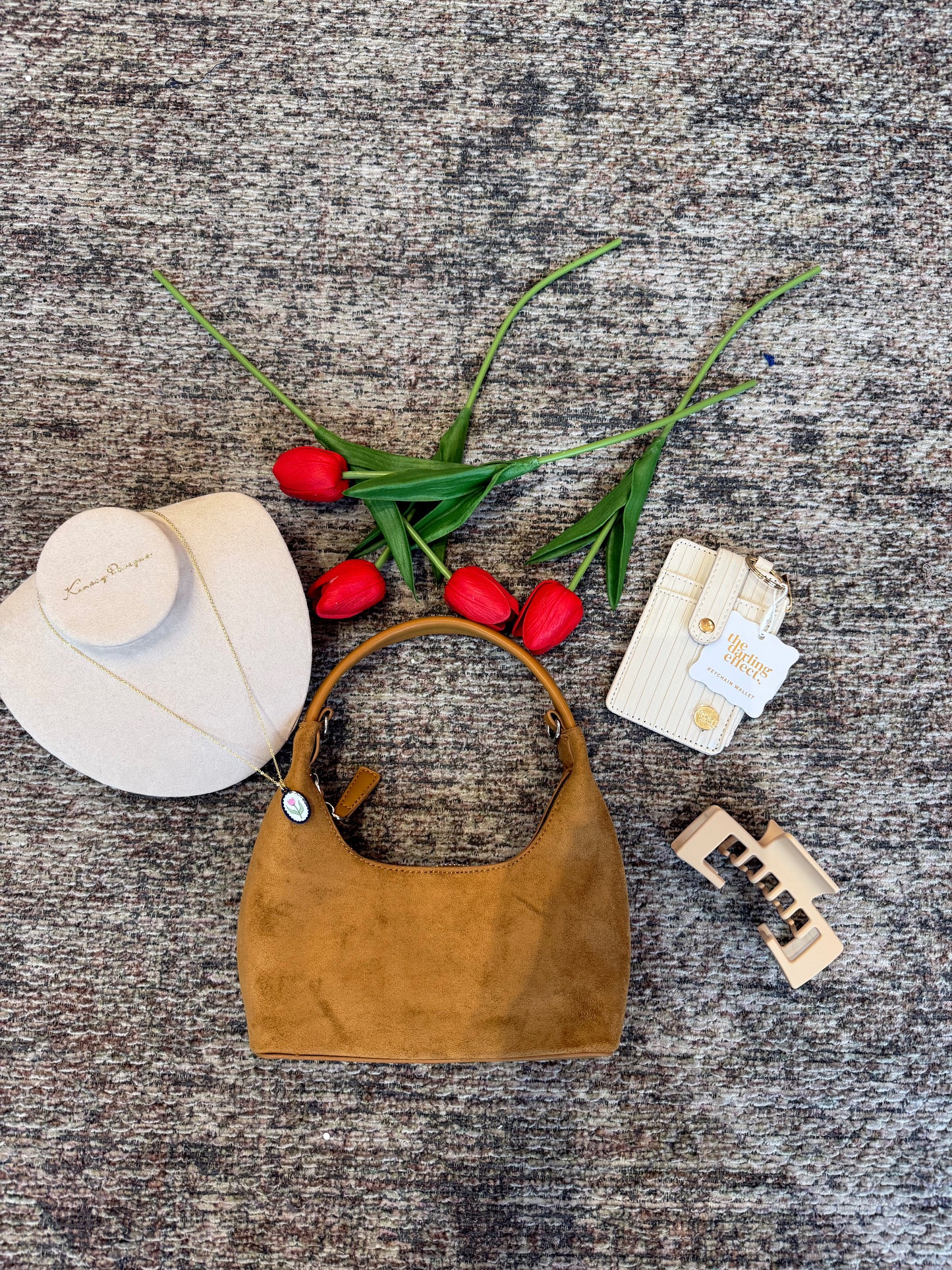 Khaki Suede Handbag