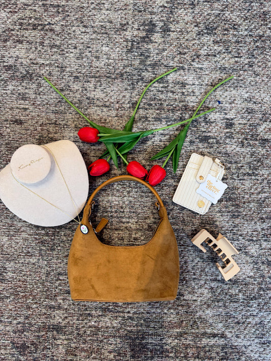 Khaki Suede Handbag