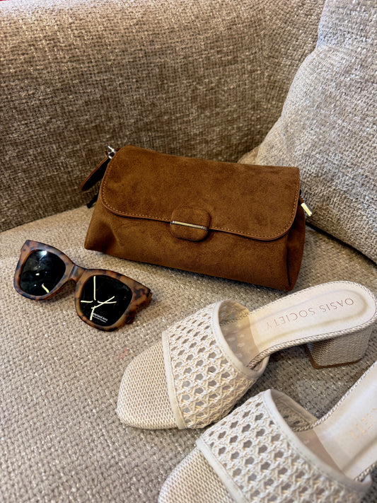 Brown Suede Clutch Bag