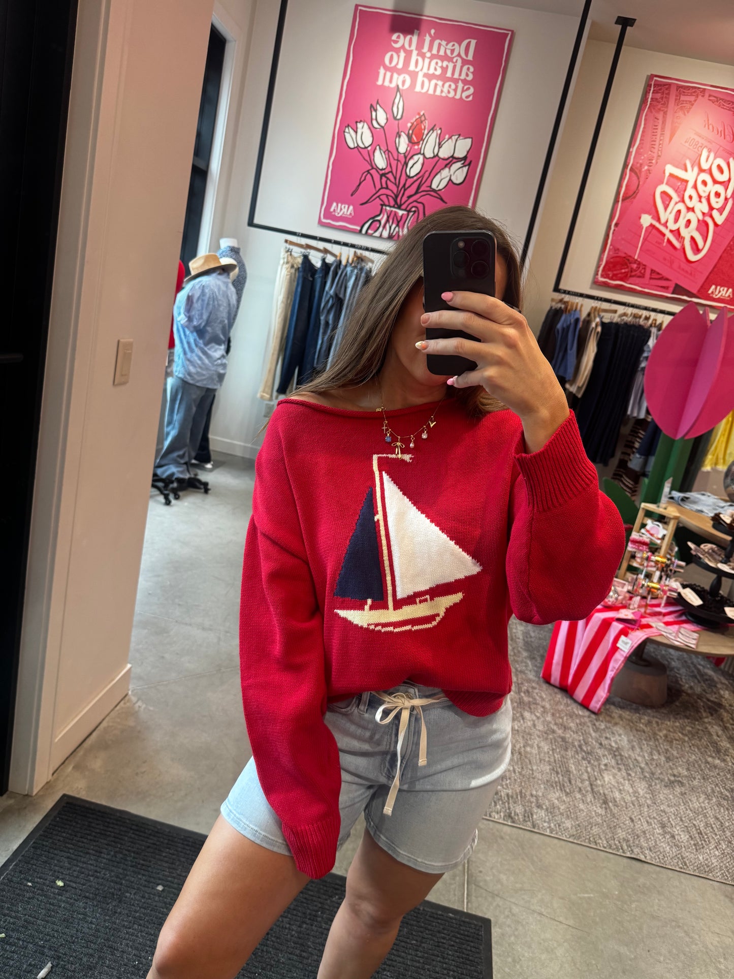 Red Sailboat Sweater