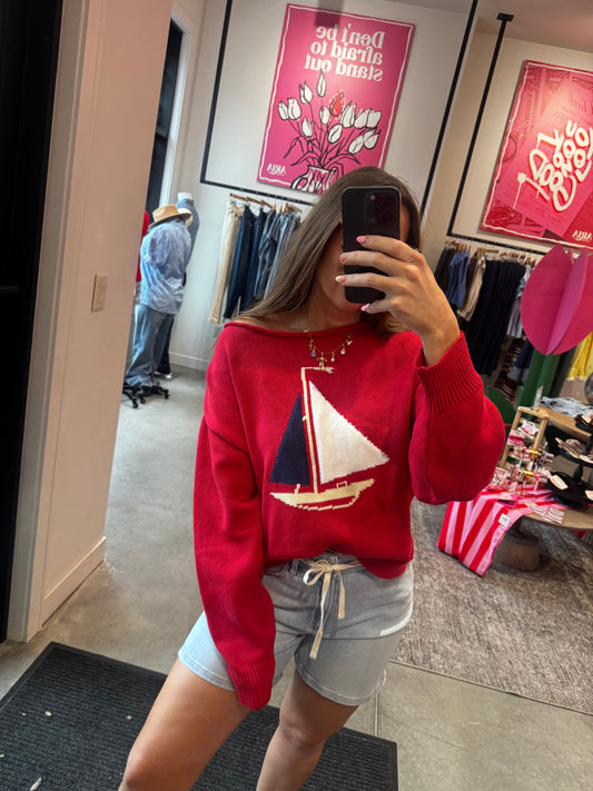 Red Sailboat Sweater