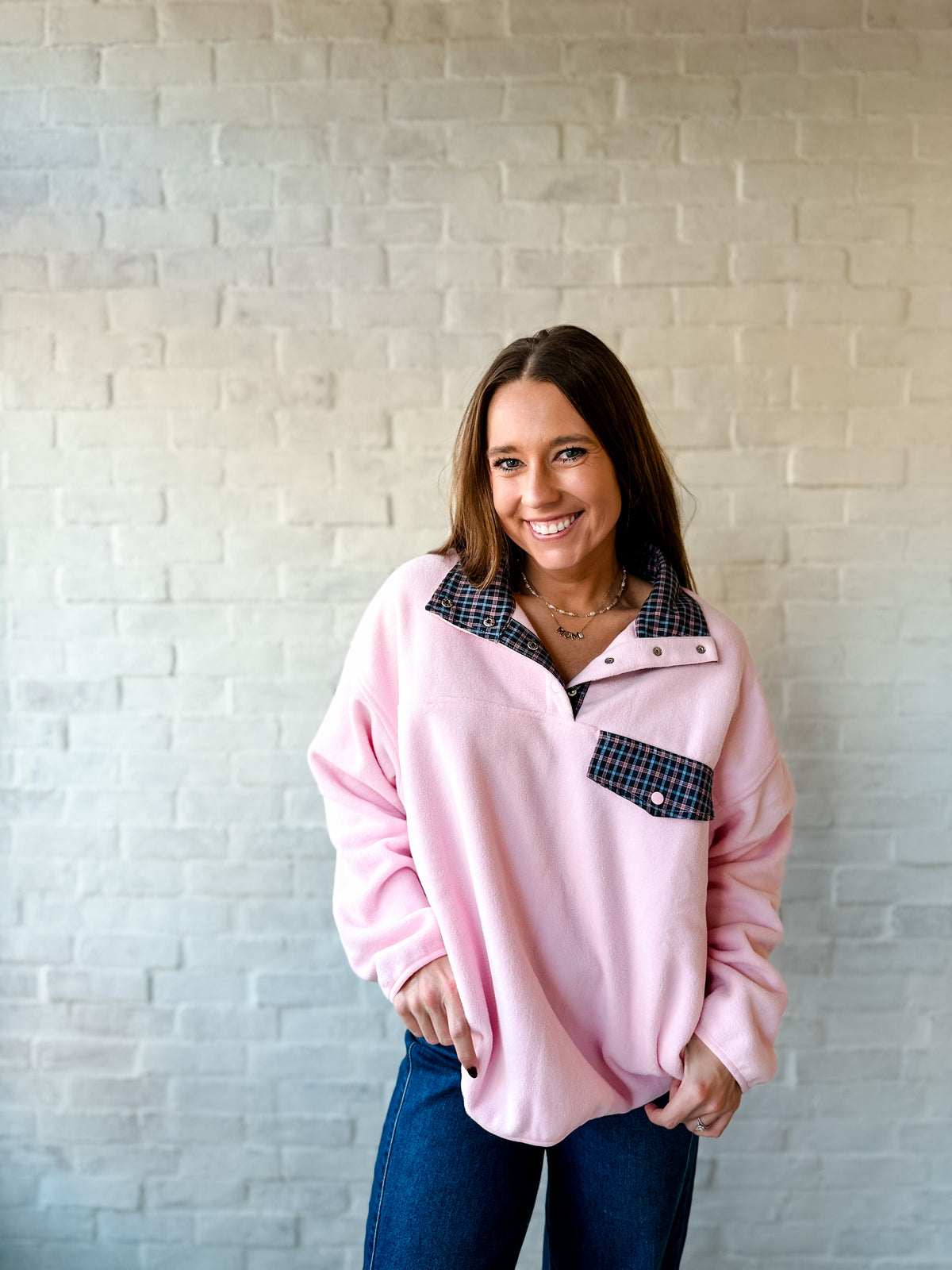 Bubblegum + Navy Sherpa
