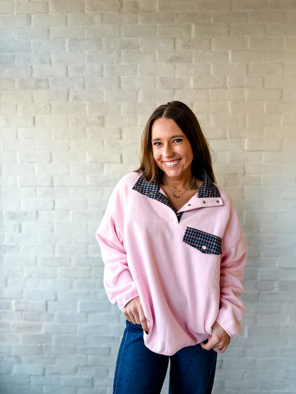 Bubblegum + Navy Sherpa