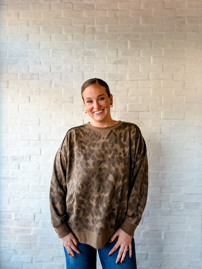 Leopard Mocha Crewneck