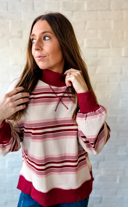 Burgundy + Pink Mockneck