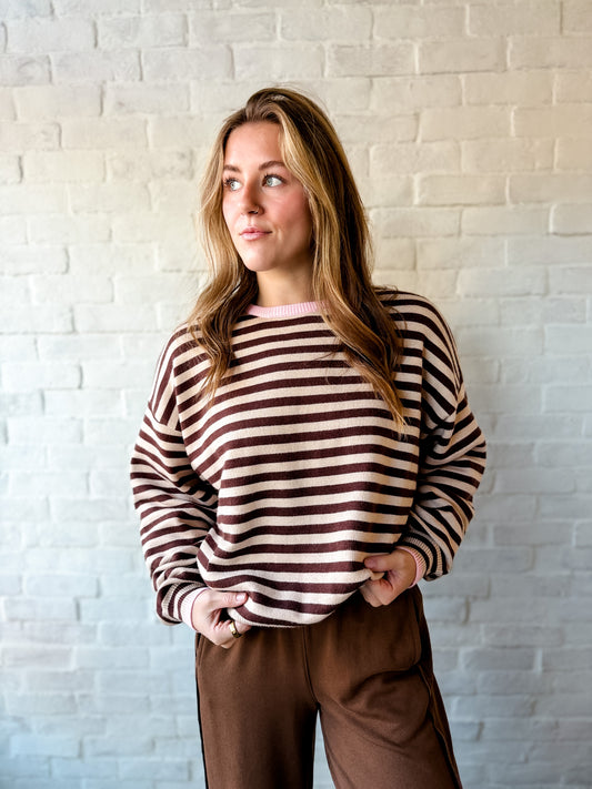 Pink + Brown Stripe Sweater