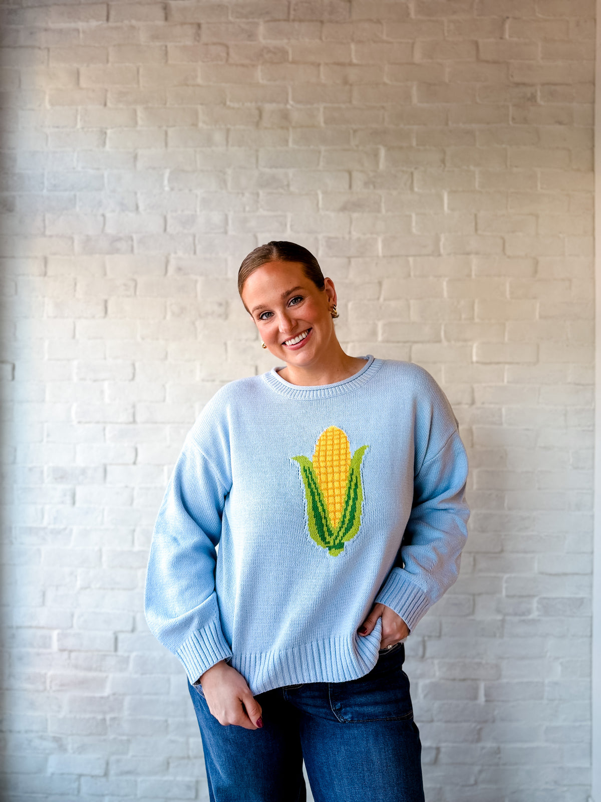 Cloud Blue Its Corn Sweater