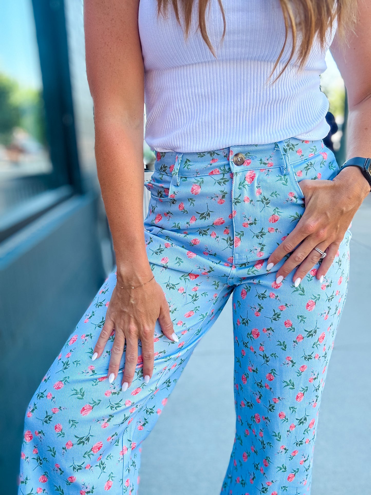 Blue Floral Pants