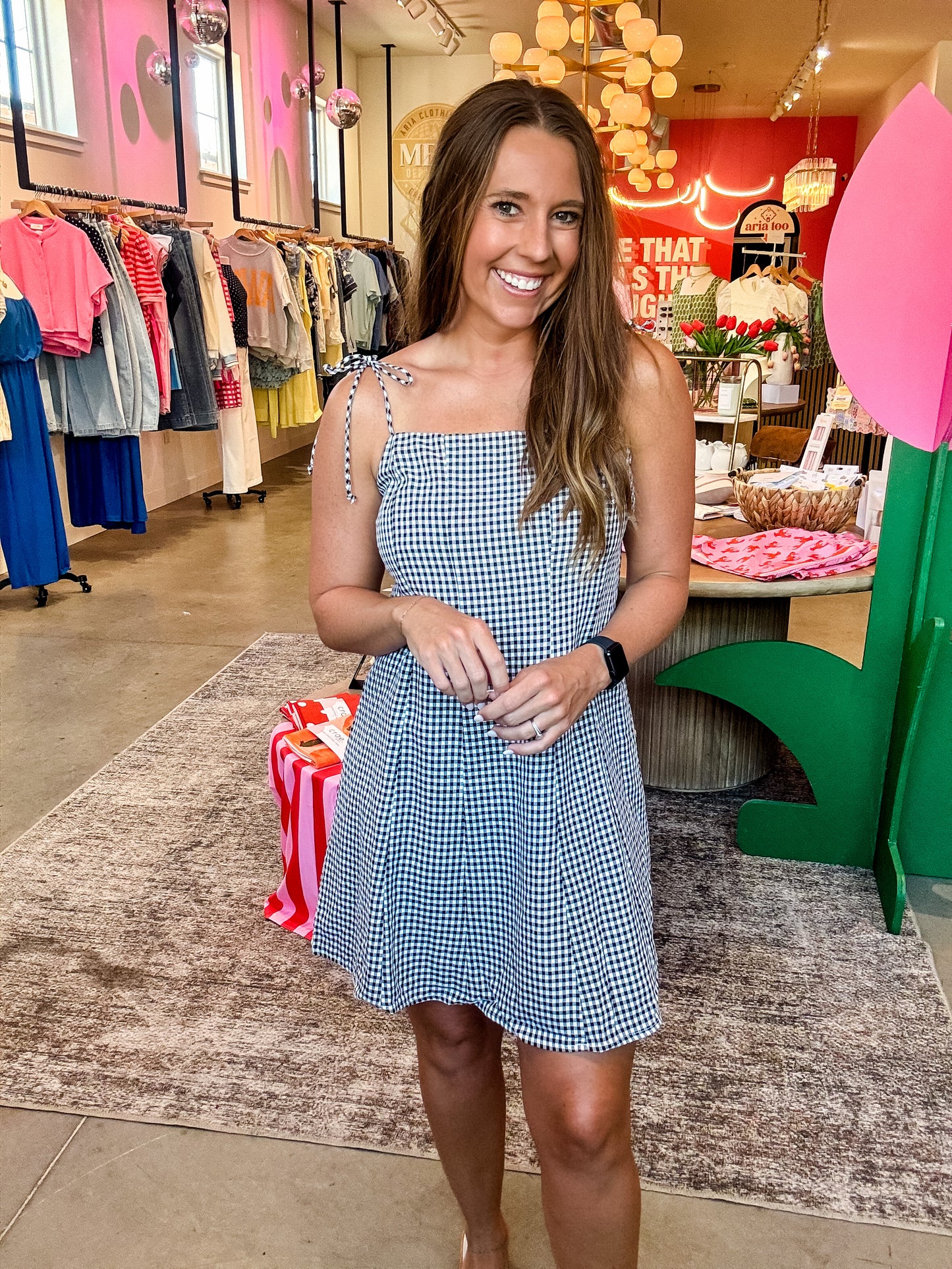 Black + White Gingham Cami Dress