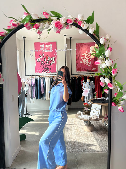 Peri Blue Wide Leg Scuba Pants