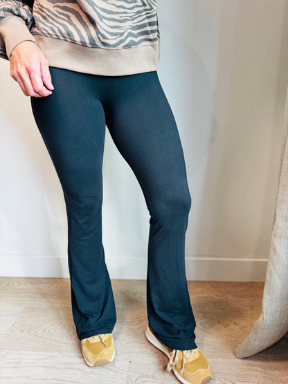 Black Soft Knit Flare Pants