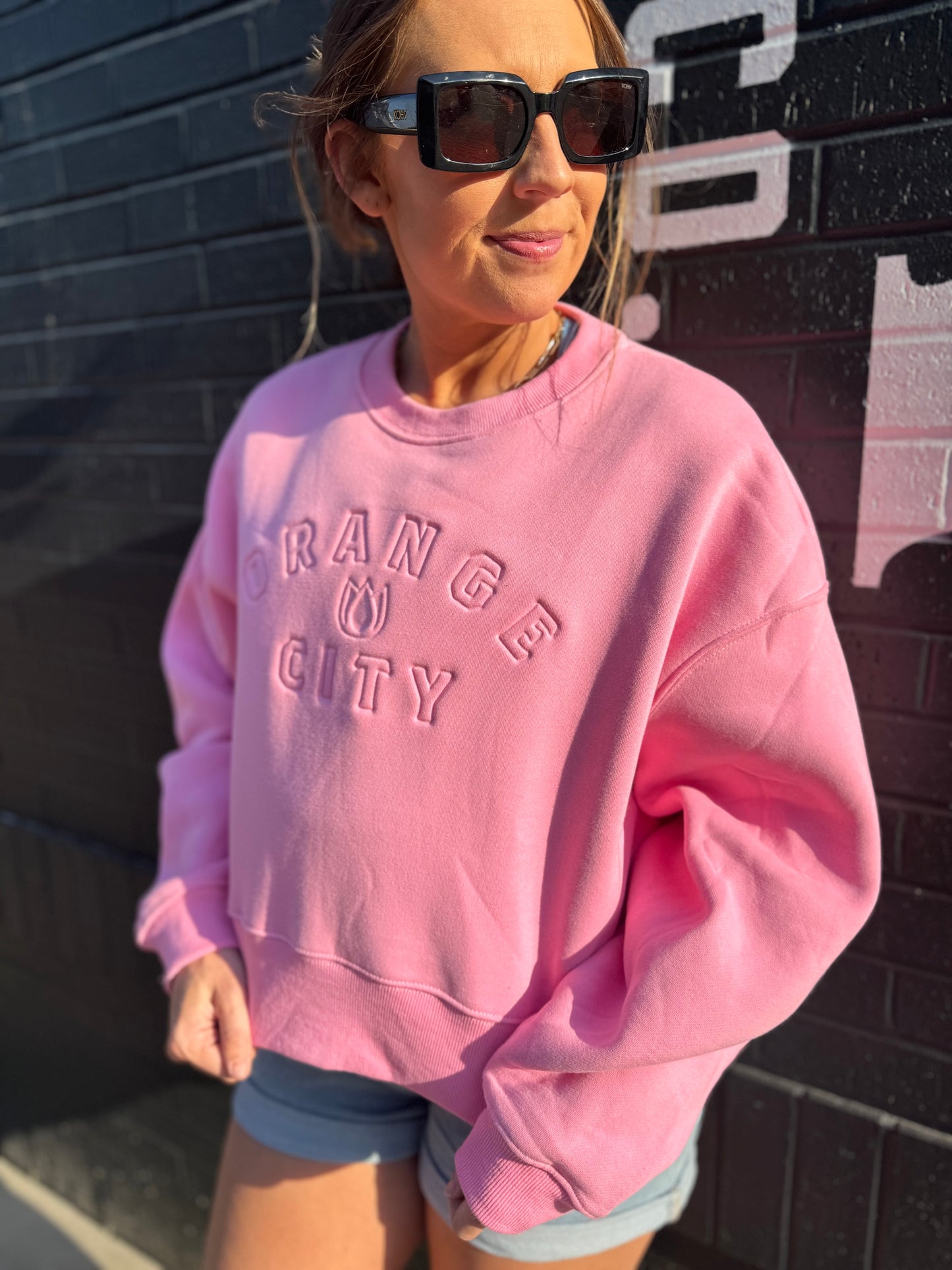 Oversized Cropped Orange City Crewneck