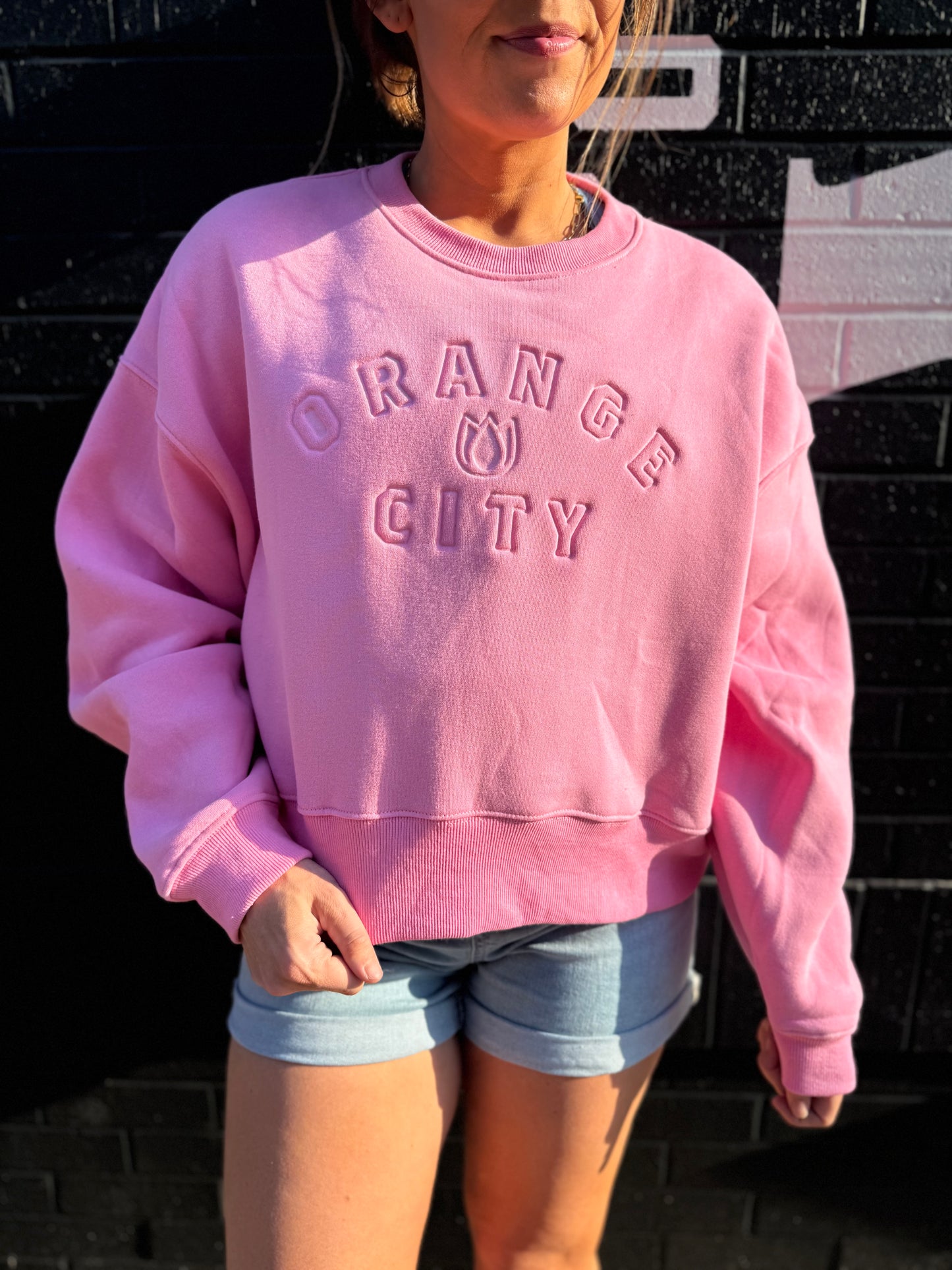 Oversized Cropped Orange City Crewneck