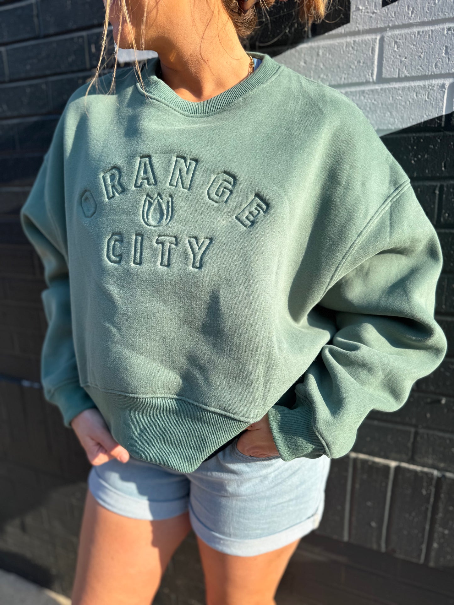 Oversized Cropped Orange City Crewneck