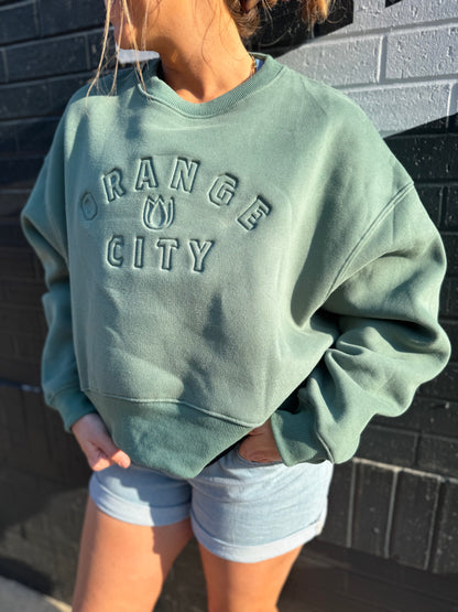 Oversized Cropped Orange City Crewneck