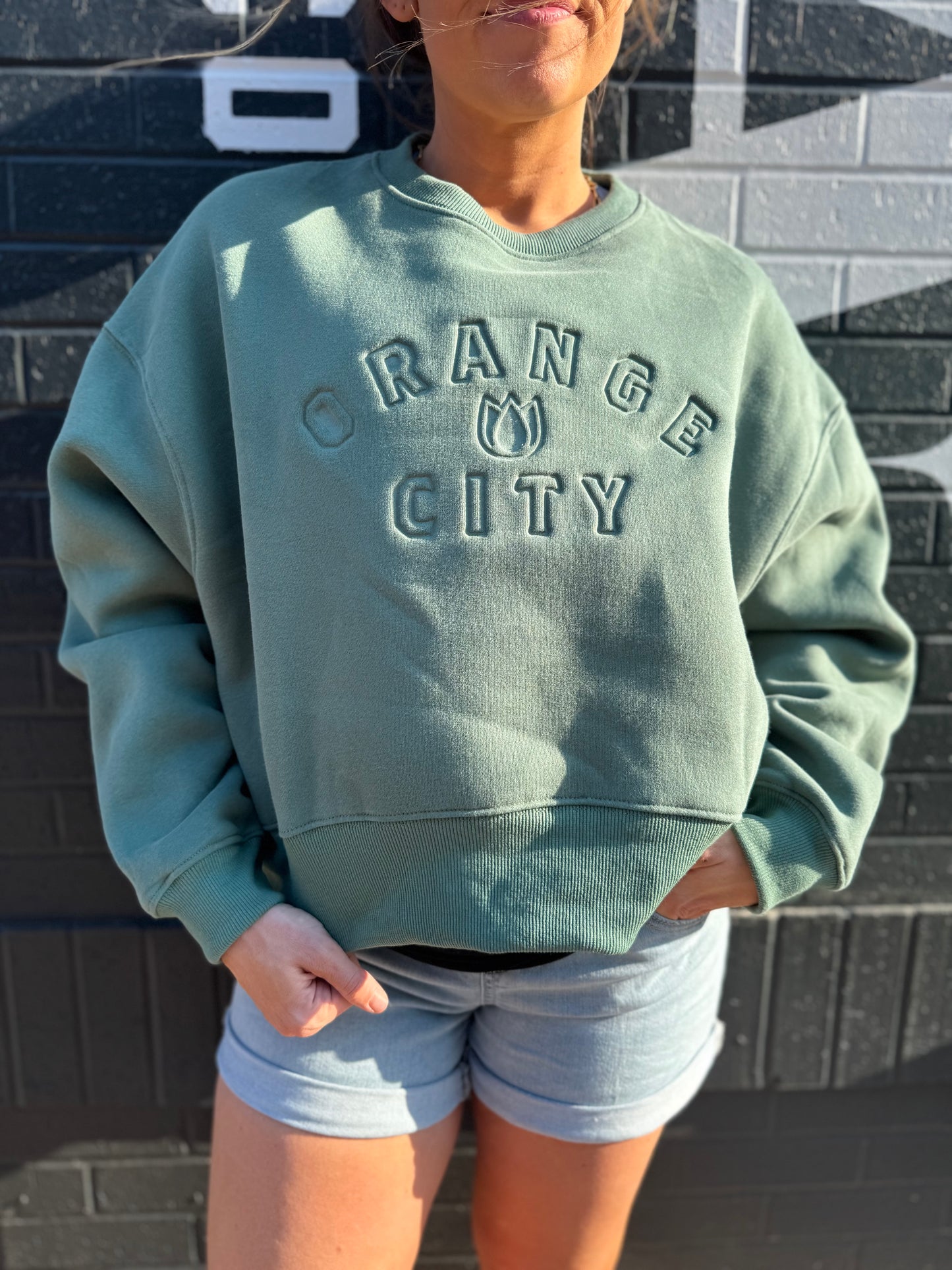Oversized Cropped Orange City Crewneck