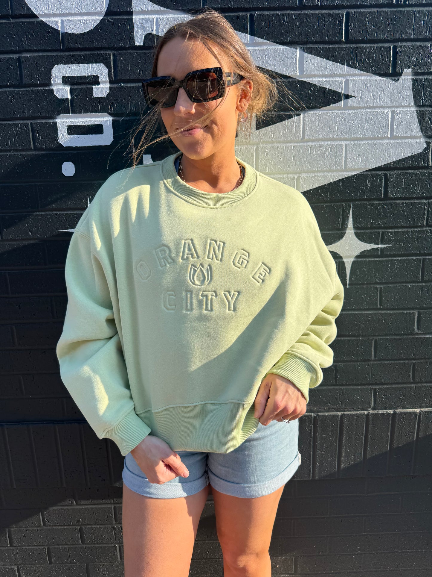 Oversized Cropped Orange City Crewneck