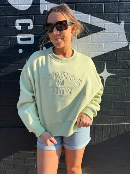 Oversized Cropped Orange City Crewneck