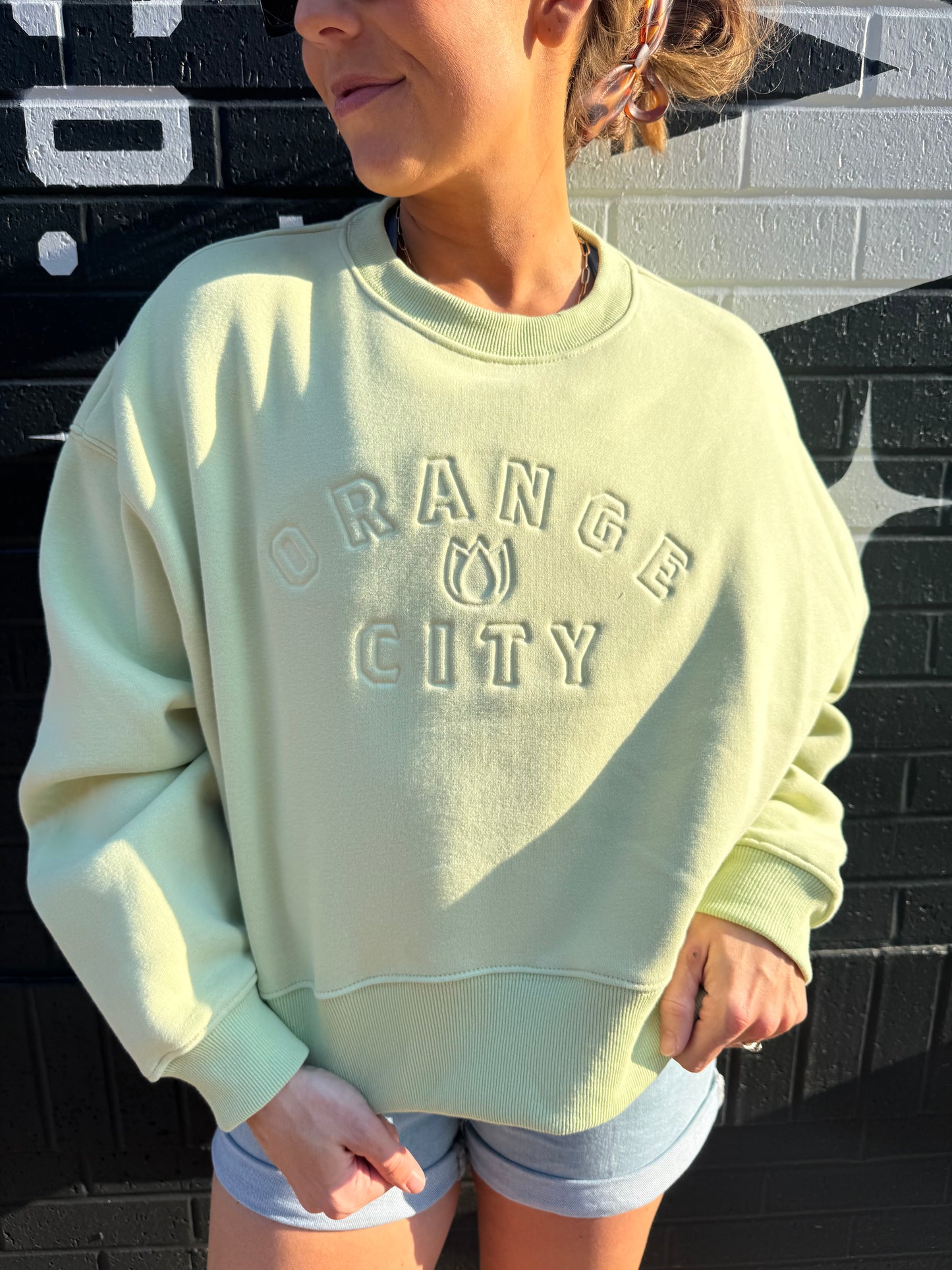 Oversized Cropped Orange City Crewneck