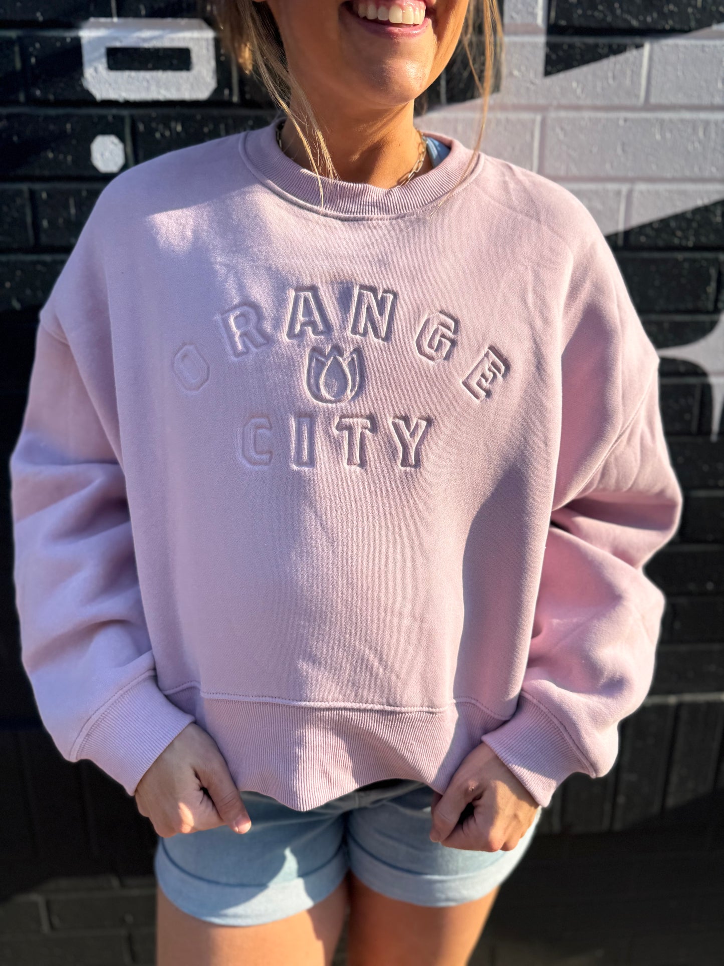 Oversized Cropped Orange City Crewneck